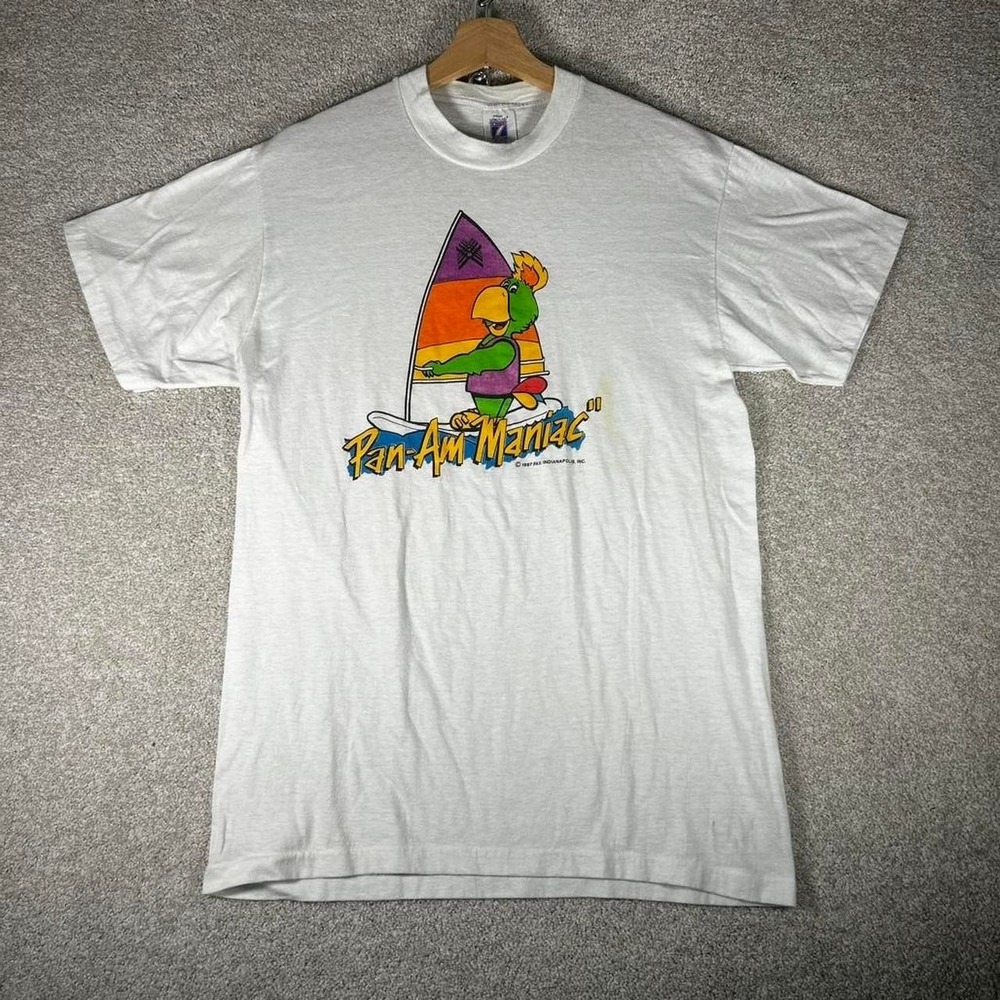 Vintage 80s Logo 7 Indianapolis Pan American games single stitch t-shirt Size L